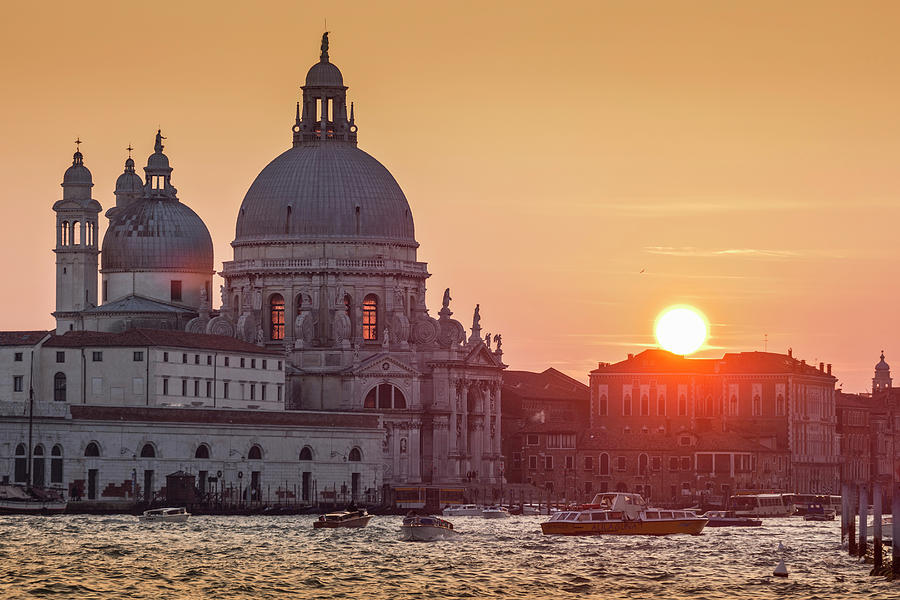 Venice. The Grand Canal At Sunset Photograph by Buena Vista Images