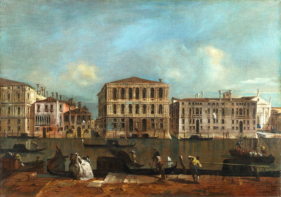 Venice - The Grand Canal with Palazzo Pesaro Painting by Francesco Guardi