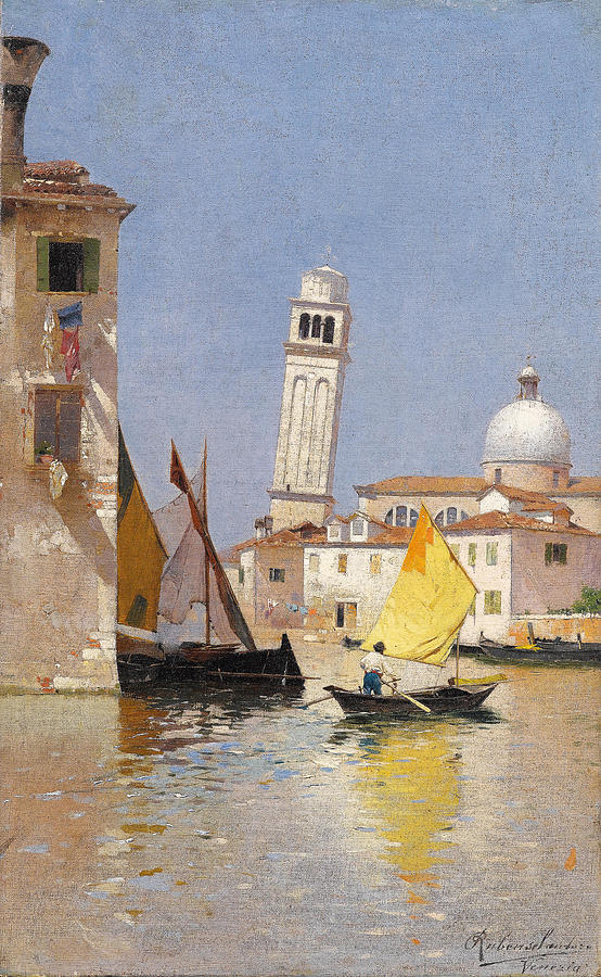 Venice.  View of San Pietro di Castello Painting by Rubens Santoro