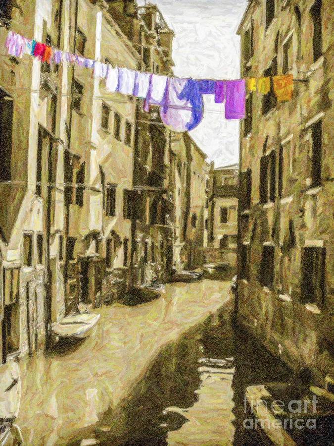 Venice washing line Digital Art by Liz Leyden
