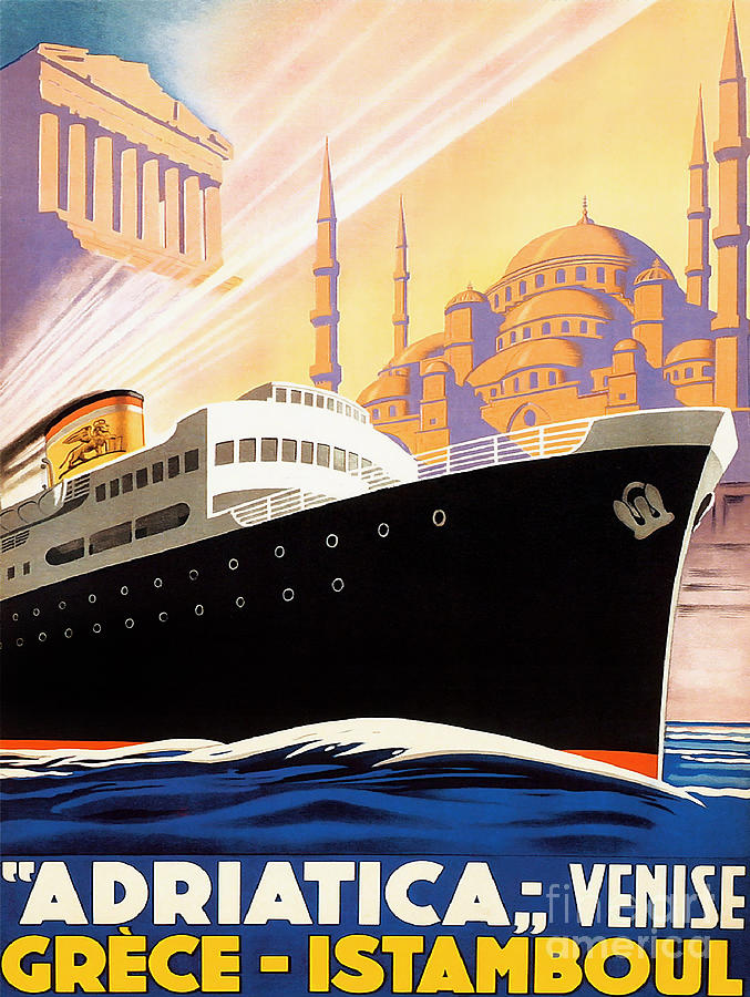 Venise Drawing - Venise Vintage Travel Poster by Jon Neidert