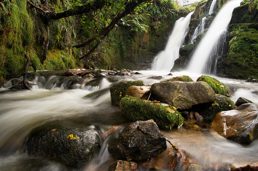 Vennford Brook Waterfall Photograph by Pete Hemington