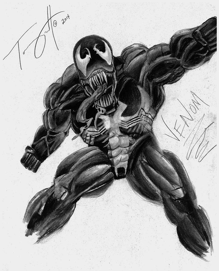 Avengers Drawing - Venom Drawing by Tony Orcutt by Tony Orcutt