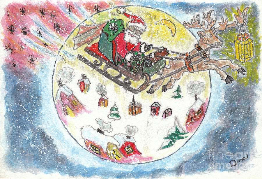 Santa Claus Painting - En provenance du Nord / Coming from the North by Dominique Fortier