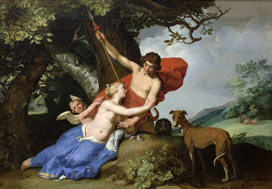 Abraham Bloemaert Painting - Venus and Adonis by Abraham Bloemaert