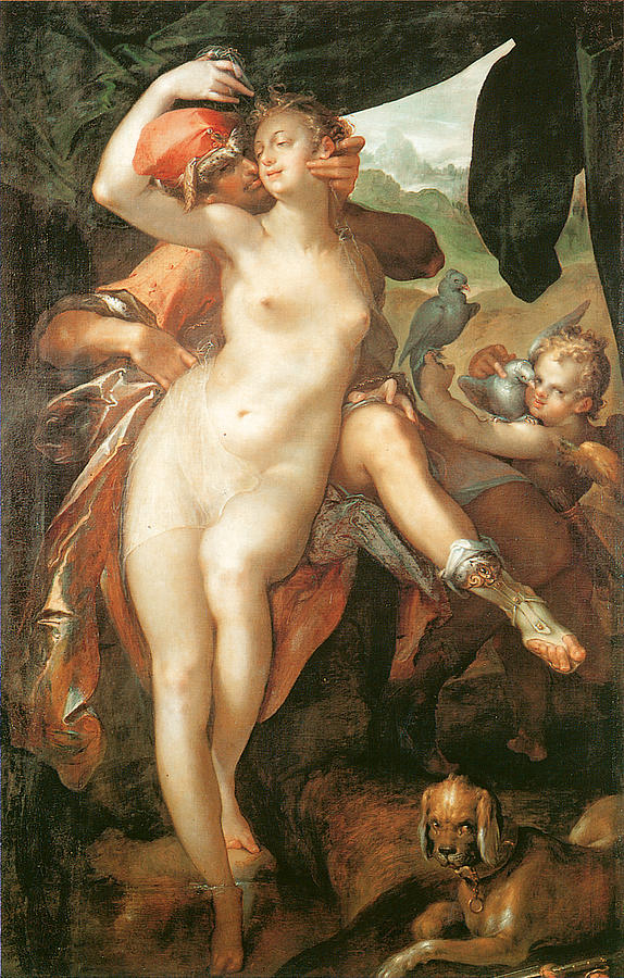 Greek Painting - Venus and Adonis by Bartholomeus Spranger
