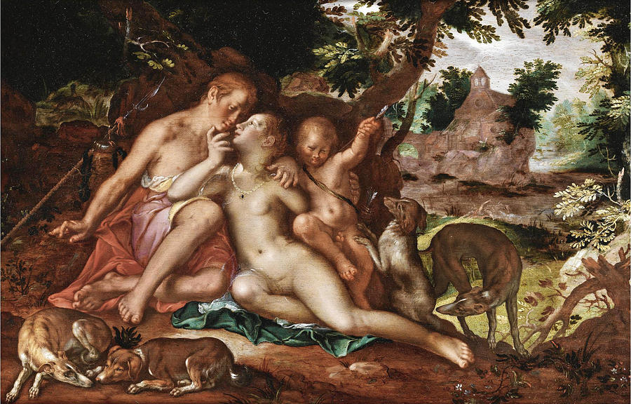 Venus and Adonis Painting by Joachim Wtewael