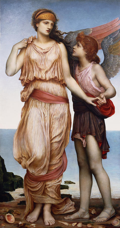 Venus and Cupid Painting by Evelyn De Morgan