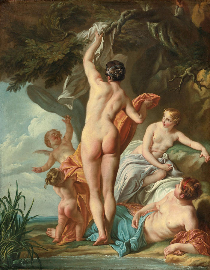 Nude Painting - Venus and her Companions by Noel-Nicolas Coypel