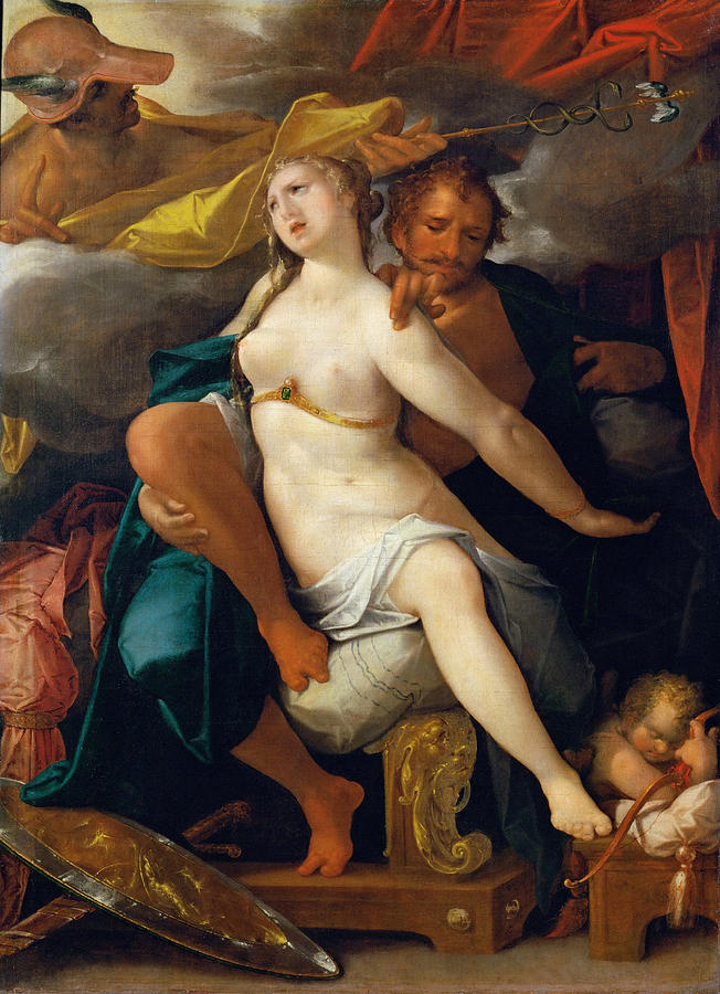 Venus and Mars warned by Mercury Painting by Bartholomeus Spranger
