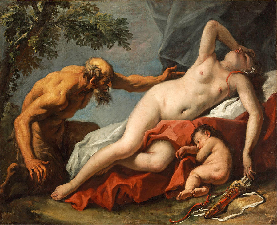 Venus and Satyr Painting by Sebastiano Ricci