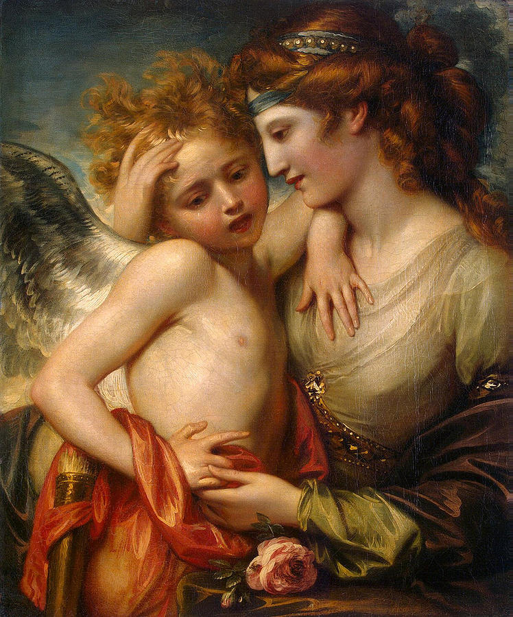 Venus Consoling Cupid Stung by a Bee Painting by Benjamin West