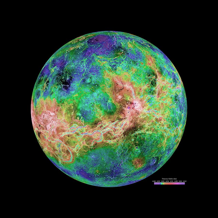 Venus Radar Map Photograph by Nasa/jpl/usgs/science Photo Library
