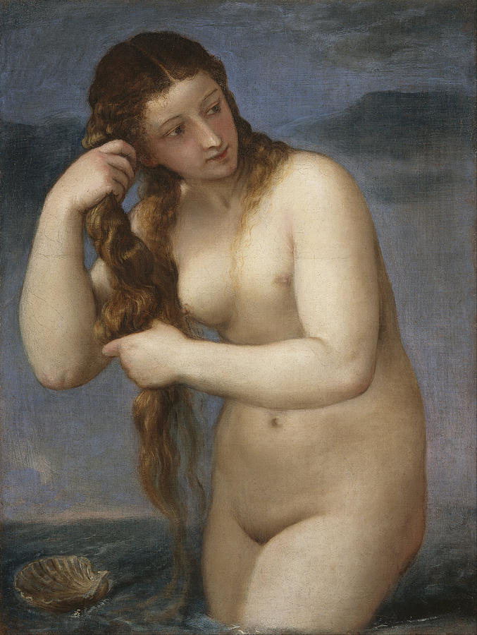 Titian Painting - Venus Rising from the Sea by Titian