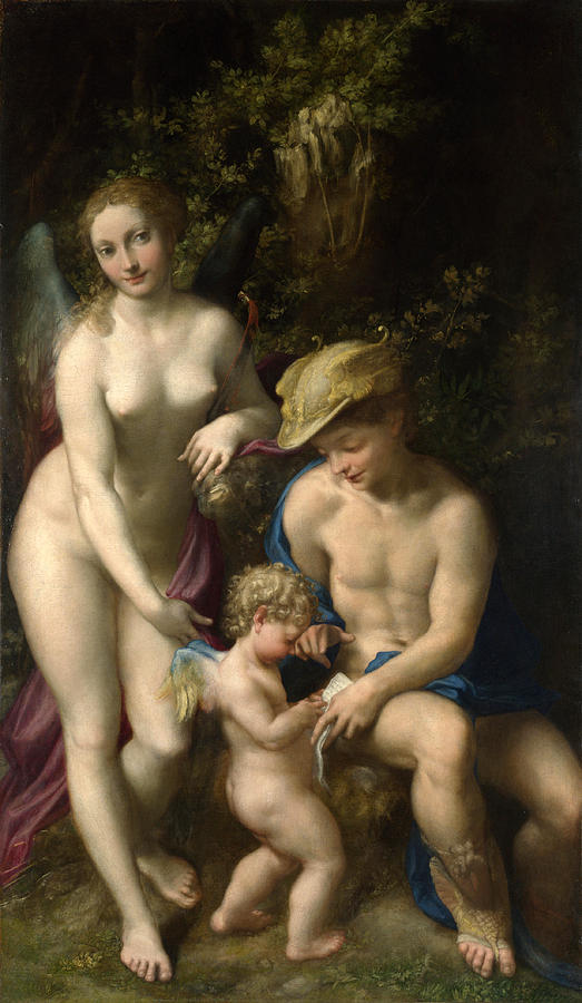 Venus with Mercury and Cupid. The School of Love Painting by Correggio