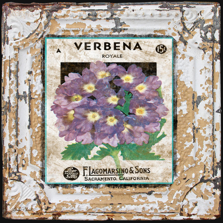 Verbena on Vintage Tin Digital Art by Jean Plout