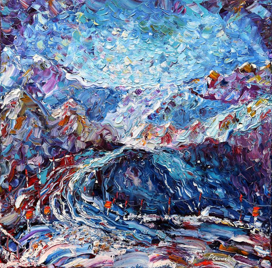 Mountain Painting - Verbier Ski Painting by Pete Caswell