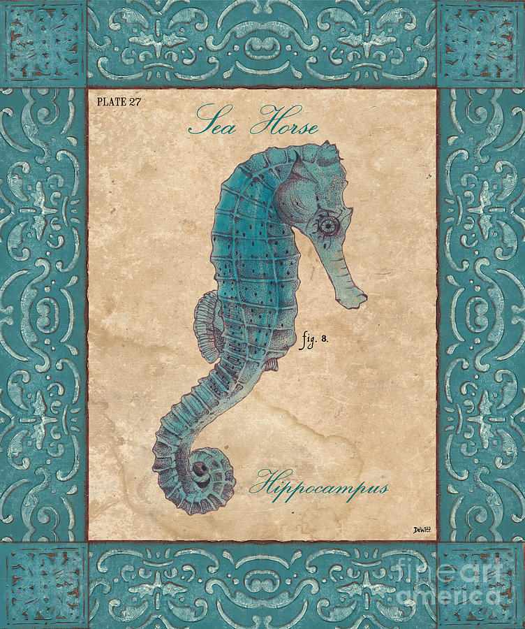 Seahorse Painting - Verde Mare 3 by Debbie DeWitt