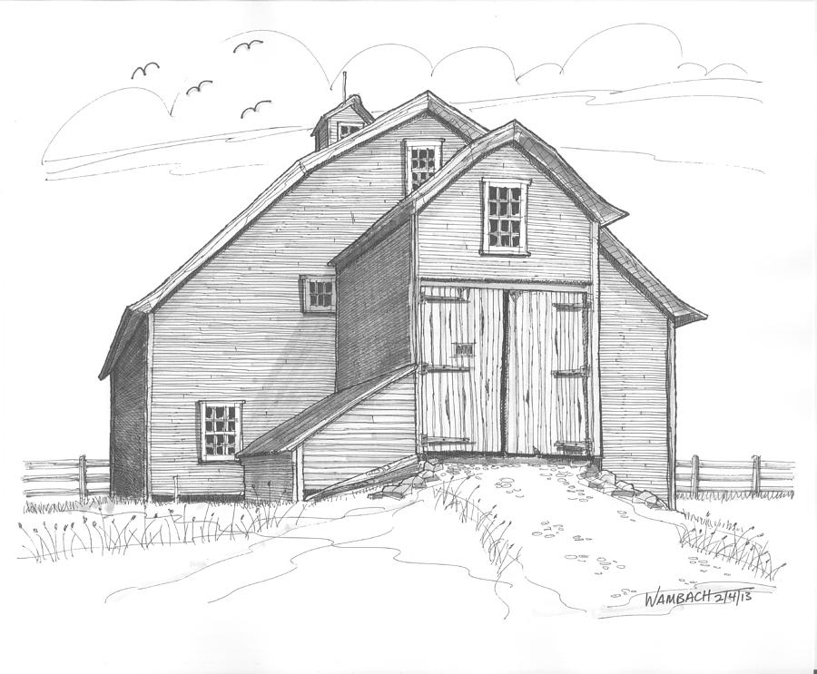 Vermont Barn Drawing by Richard Wambach