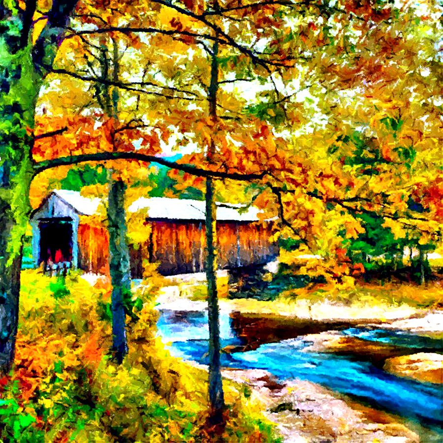 Fall Photograph - Vermont Covered Bridge by Bob and Nadine Johnston