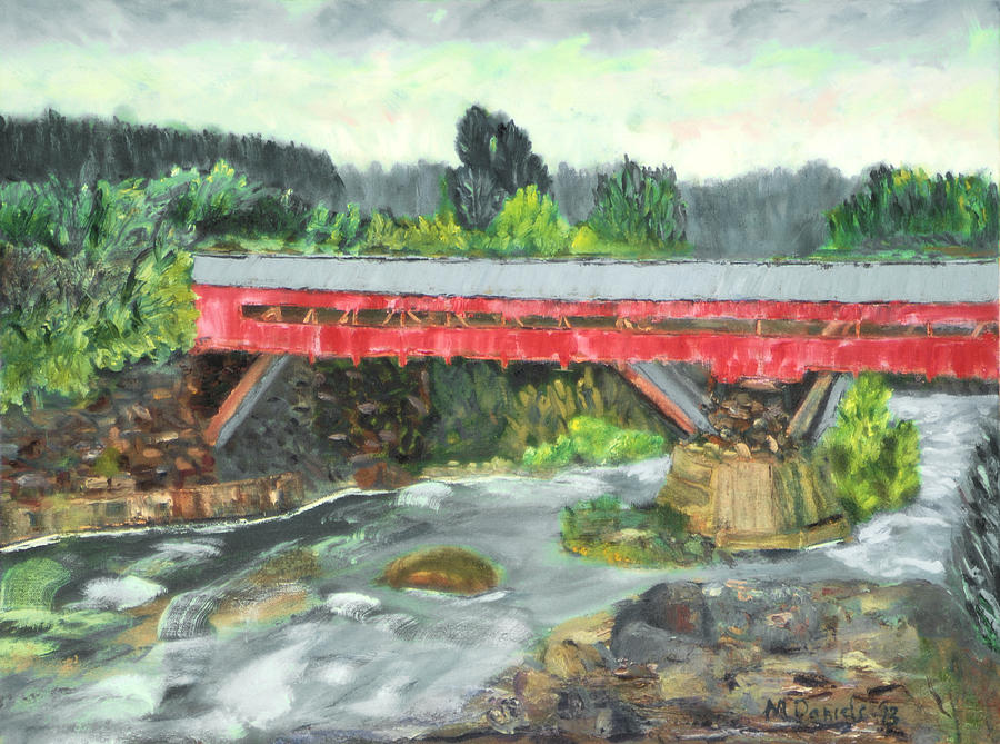 Vermont Covered Bridge Painting by Michael Daniels