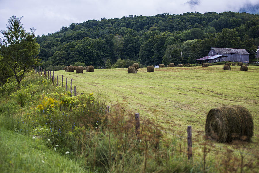 Vermont Farm with Hay Photograph by John McGraw