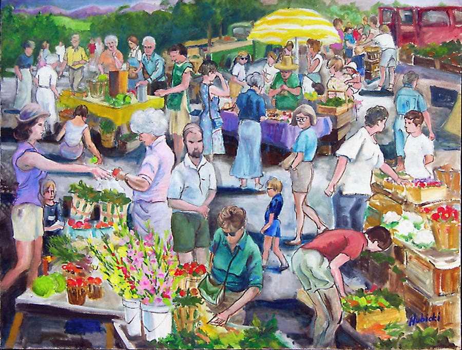 Vermont Farmers Market Painting By Frederick Hubicki Fine Art America