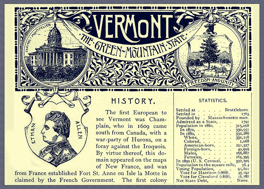 Vermont from 1891 Guidebook Photograph by Phil Cardamone