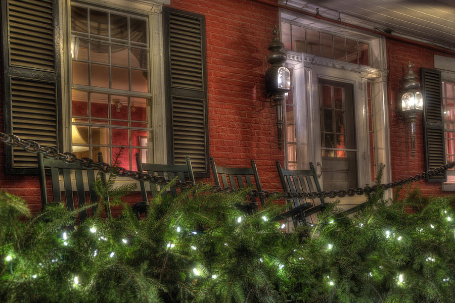 Vermont Inn Front Porch in Winter Photograph by Joann Vitali