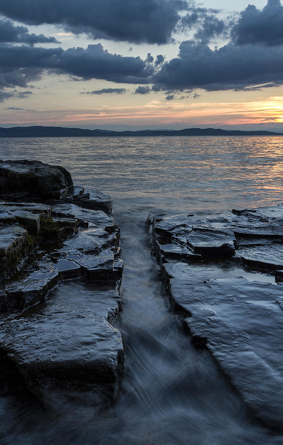 Vermont Lake Champlain Sunset Waves Shoreline Photograph