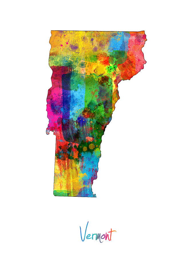 Vermont Map Digital Art by Michael Tompsett
