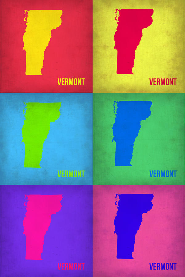 Vermont Map Painting - Vermont Pop Art Map 1 by Naxart Studio