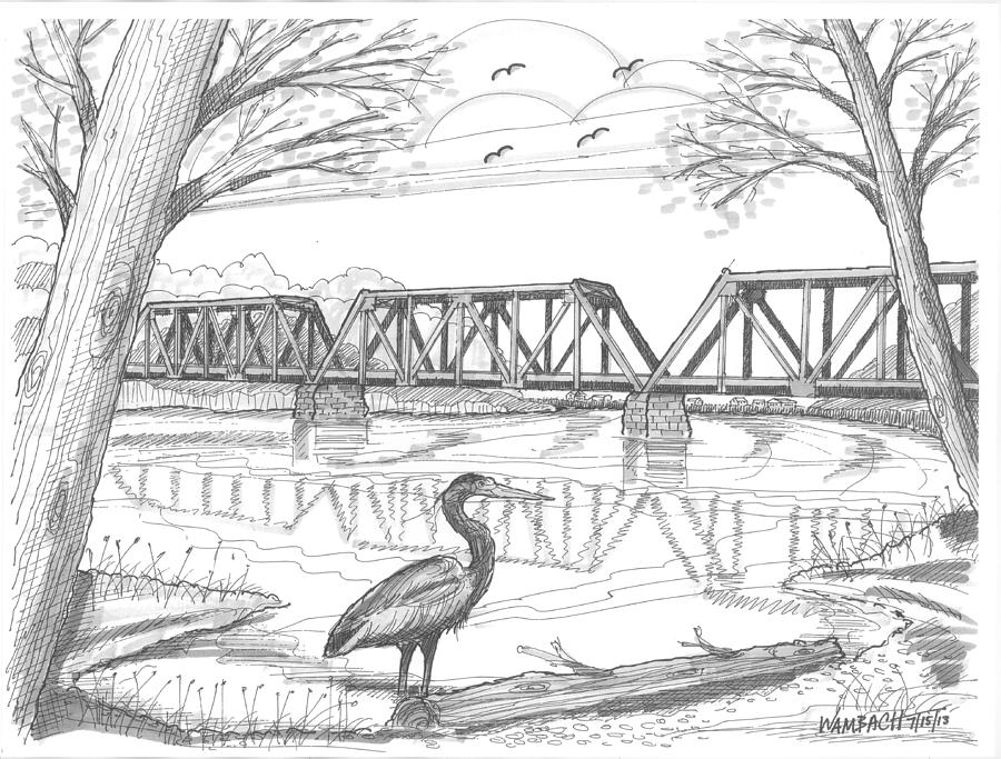 Vermont Railroad on Connecticut River Drawing by Richard Wambach