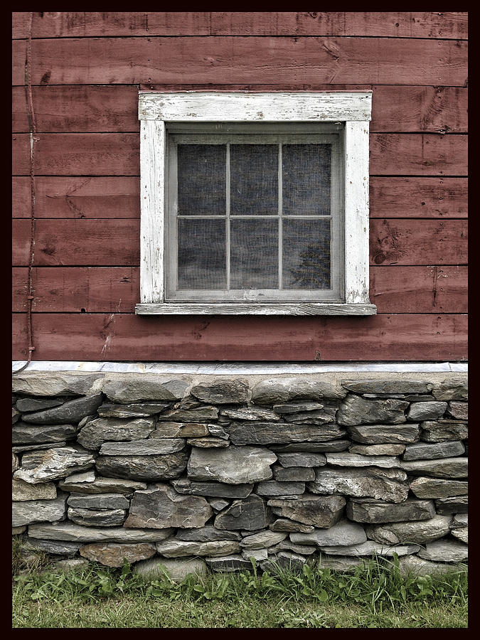Vermont Rural Window Wall Stone Farm Barn Photograph