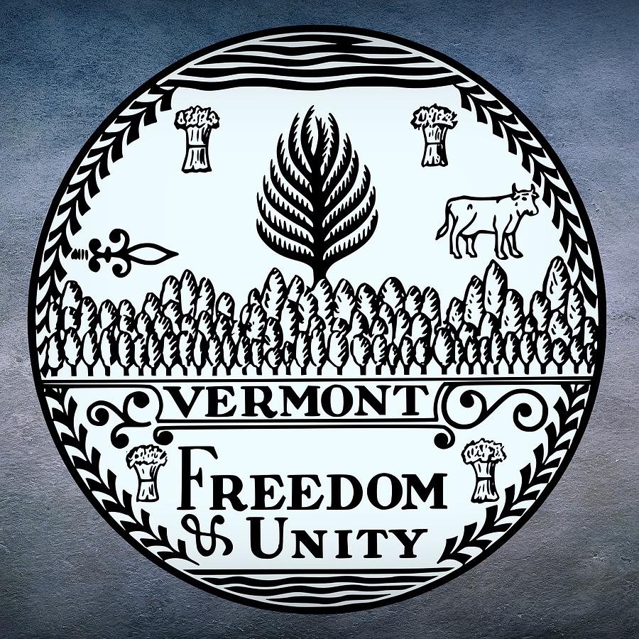 Black And White Digital Art - Vermont State Seal by Movie Poster Prints