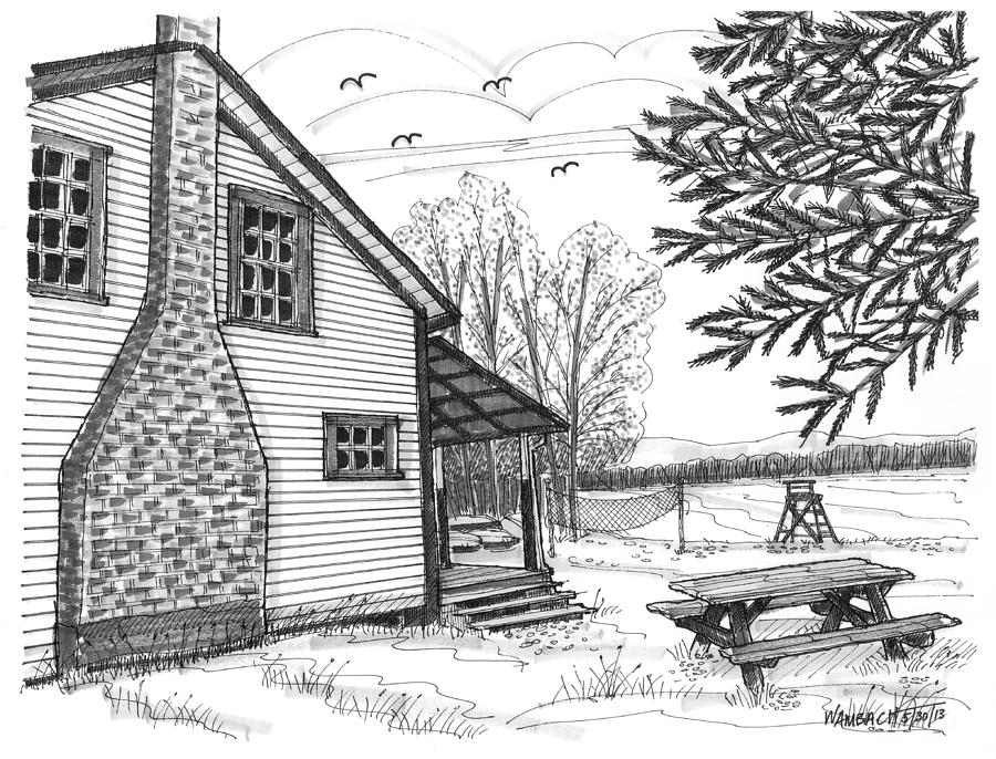 Vermont Summer Camp 2 Drawing by Richard Wambach