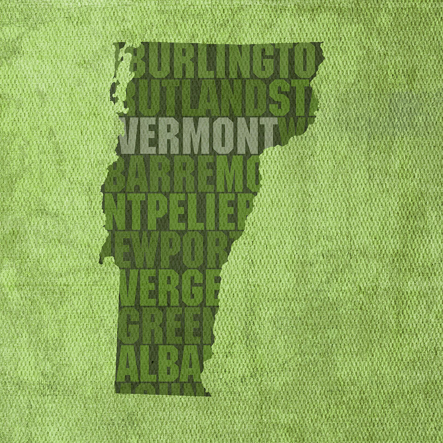 Vermont Word Art State Map on Canvas Mixed Media by Design Turnpike