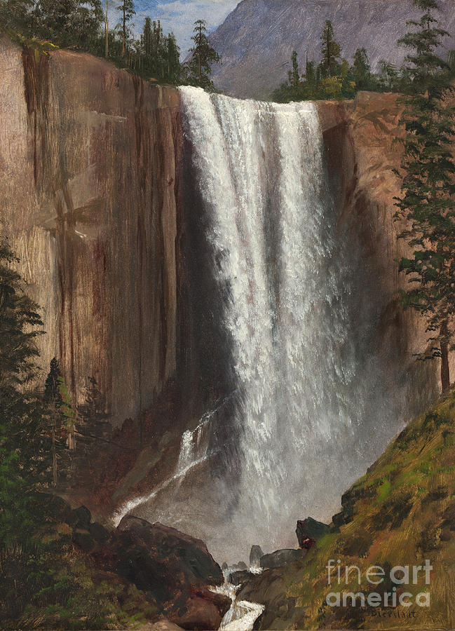 Yosemite National Park Painting - Vernal Falls by Albert Bierstadt