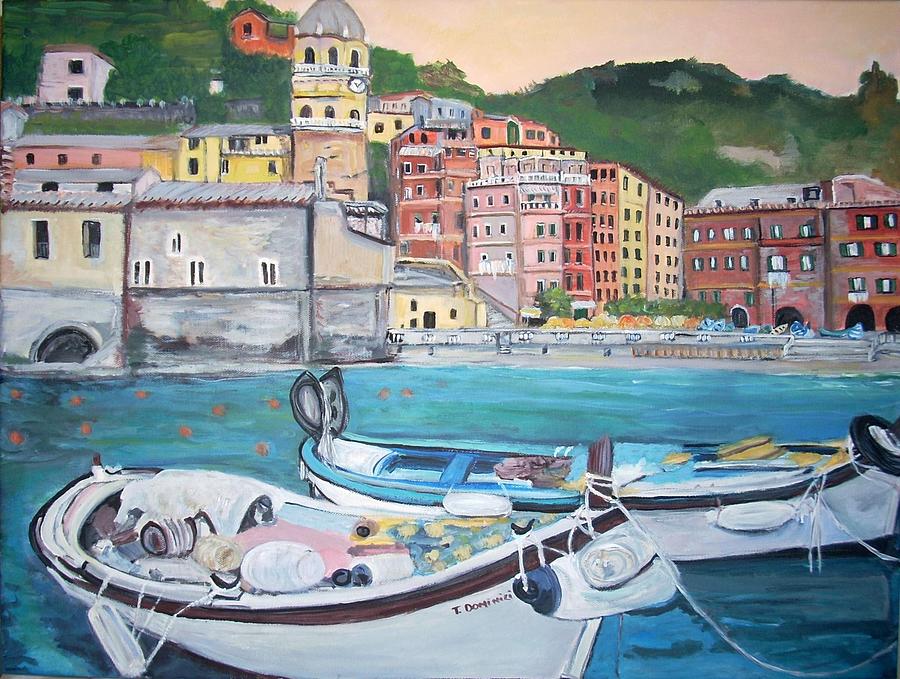 Nature Painting - Vernazza Harbor by Teresa Dominici