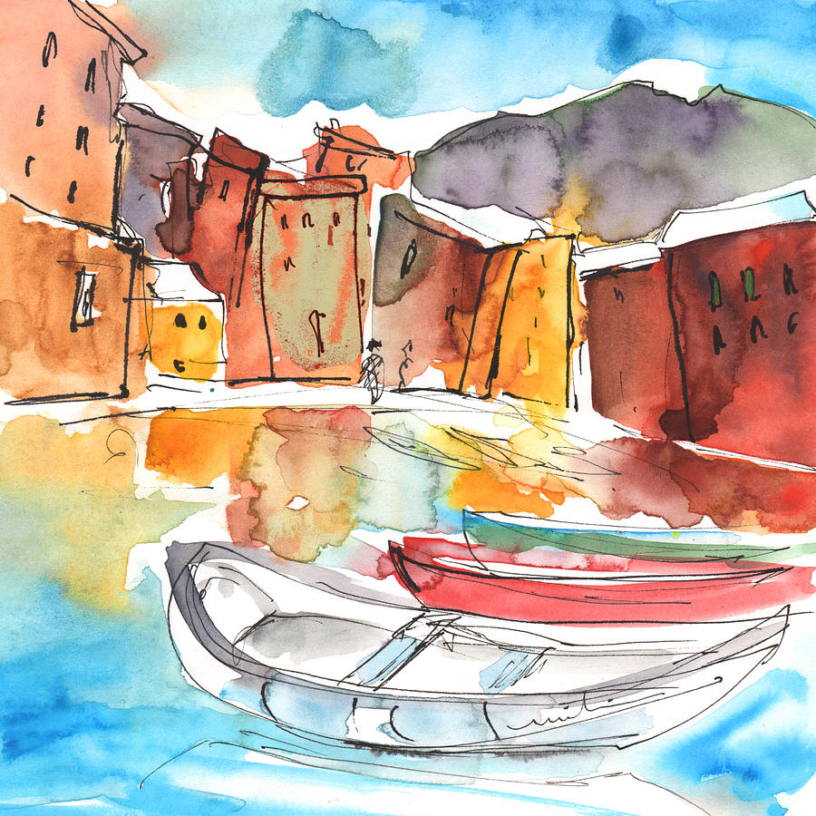Boat Painting - Vernazza in Italy 01 by Miki De Goodaboom