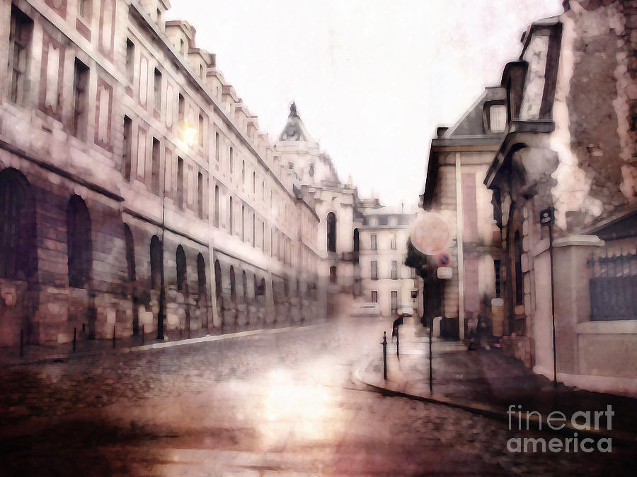 Versailles France Cobblestone Streetscape  - Romantic Versailles Architecture Painting  Photograph by Kathy Fornal