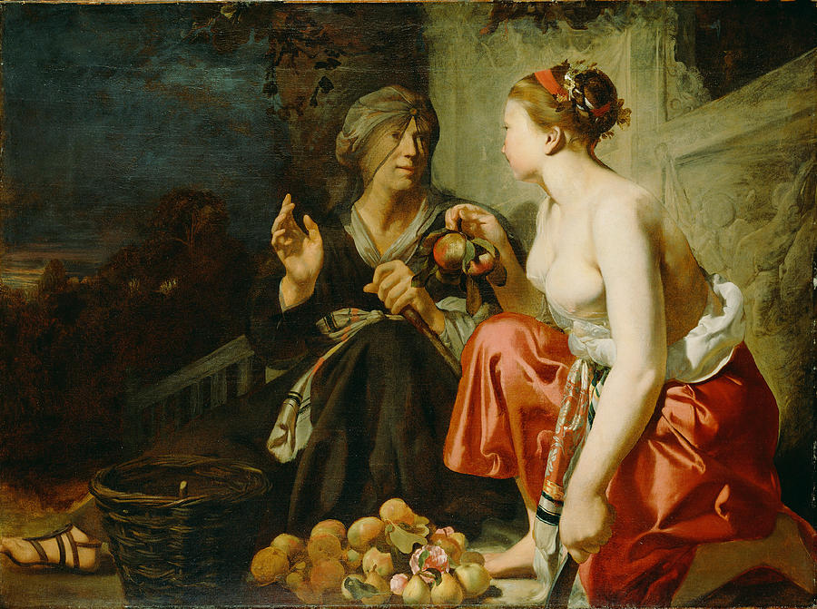 Vertumnus and Pomona Painting by Attributed to Caesar van Everdingen