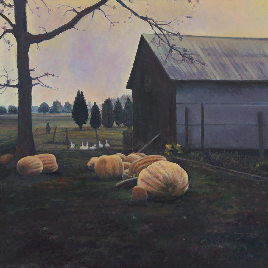 Barn Painting - Very Big Pumpkins by David P Zippi