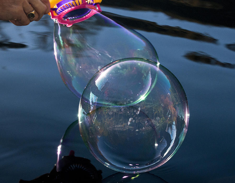 Bubbles Photograph - Very Carefully  by Terry Cosgrave