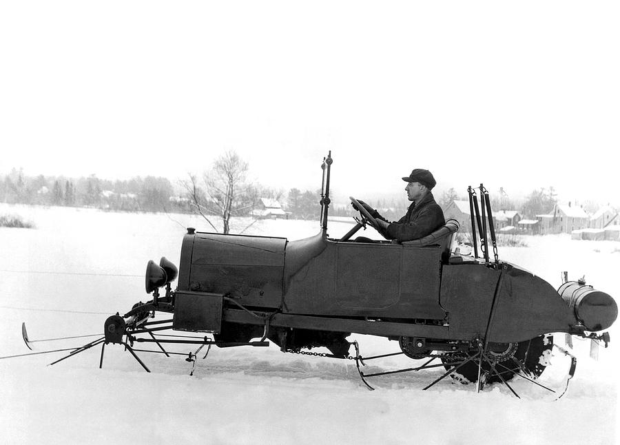 Very Early Snowmobile Photograph by Underwood Archives