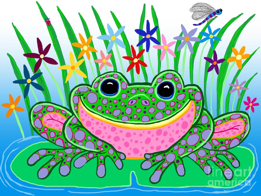 Very Happy Spotted Frog Digital Art