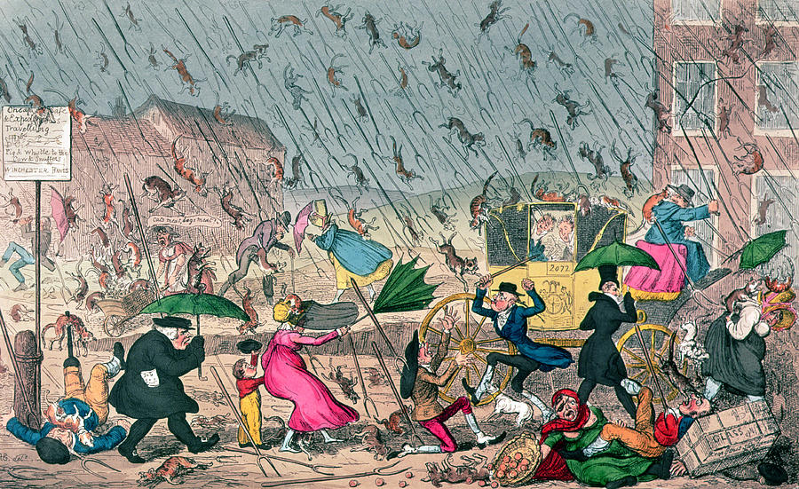 George Cruikshank Drawing - Very Unpleasant Weather by George Cruikshank