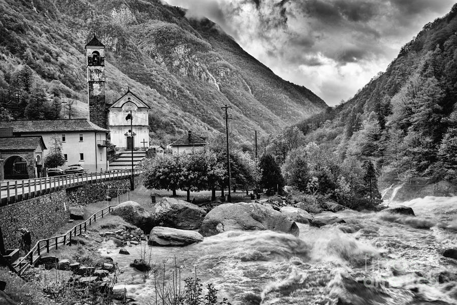 Verzasca River Raging BW Photograph by Timothy Hacker