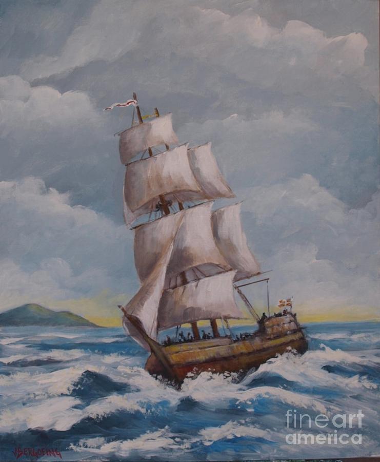 Vessel in the sea Painting by Jean Pierre Bergoeing