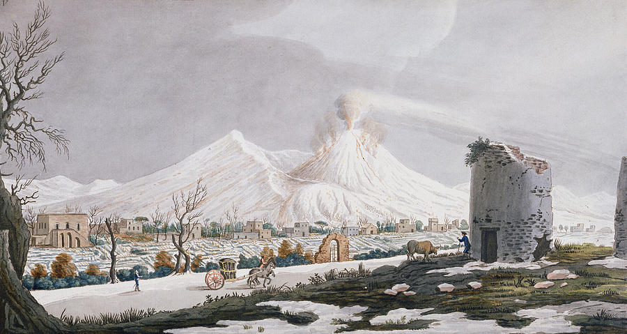 Winter Drawing - Vesuvius In Snow, Plate V From Campi by Pietro Fabris
